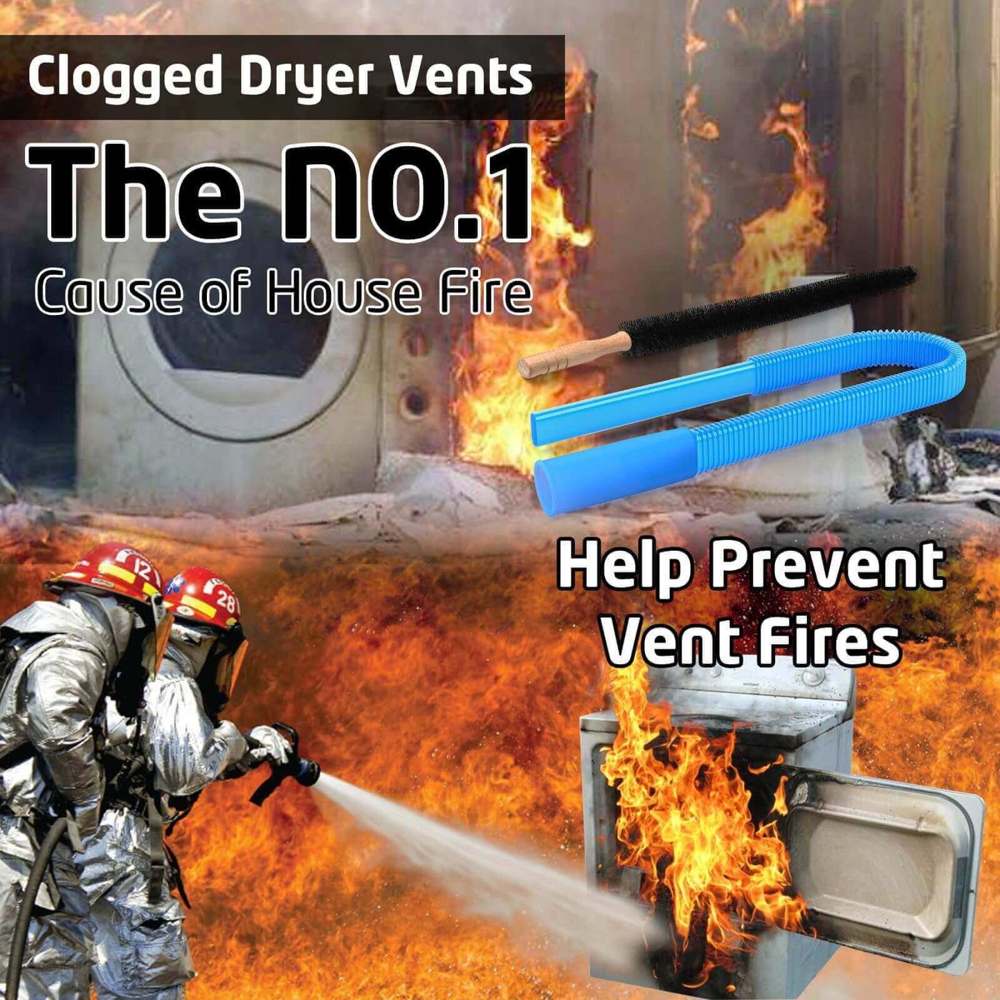 2-Piece Dryer Cleaning Kit, All-in-One Hose & Brush, Fits Any Vacuum Cleaner