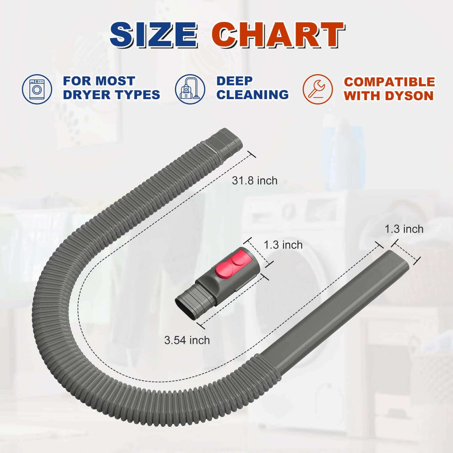 Dryer Vent Cleaner Attachment for Dyson V7–V15 Cordless, Flexible Lint Tool