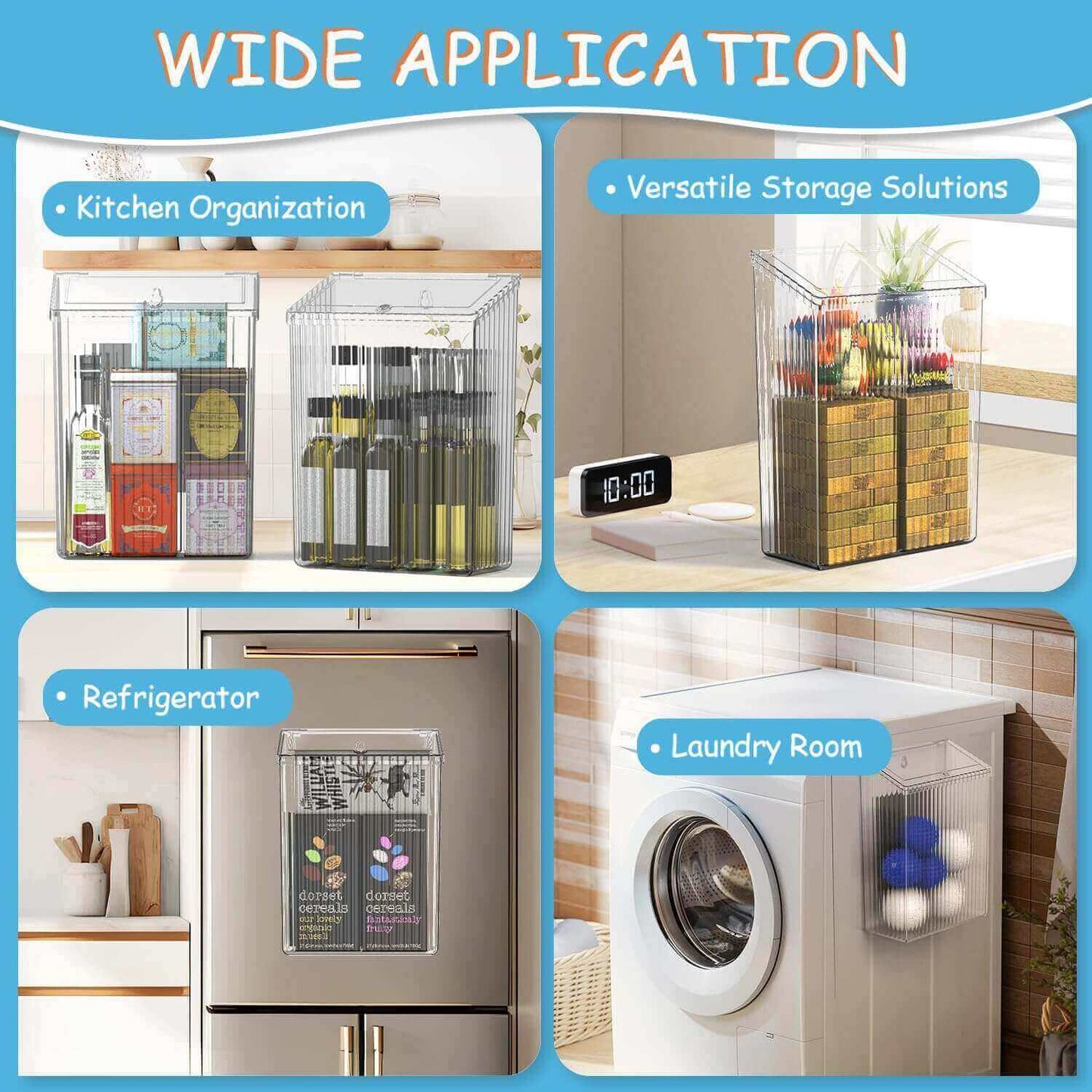 Magnetic Slim Trash Can with Lid, for Kitchen, Bathroom, Laundry Organization