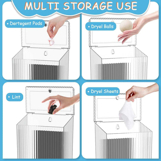 Magnetic Slim Trash Can with Lid, for Kitchen, Bathroom, Laundry Organization