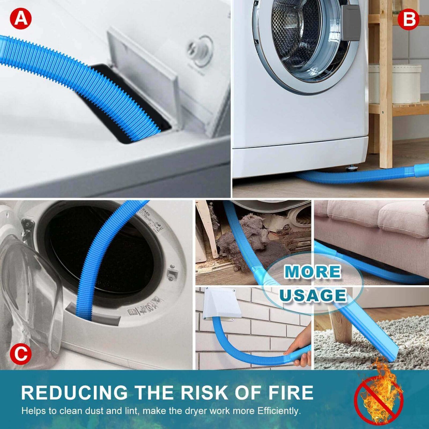 37-Piece Dryer Vent Cleaning Kit with Lint Vacuum Attachment & Universal Adapters
