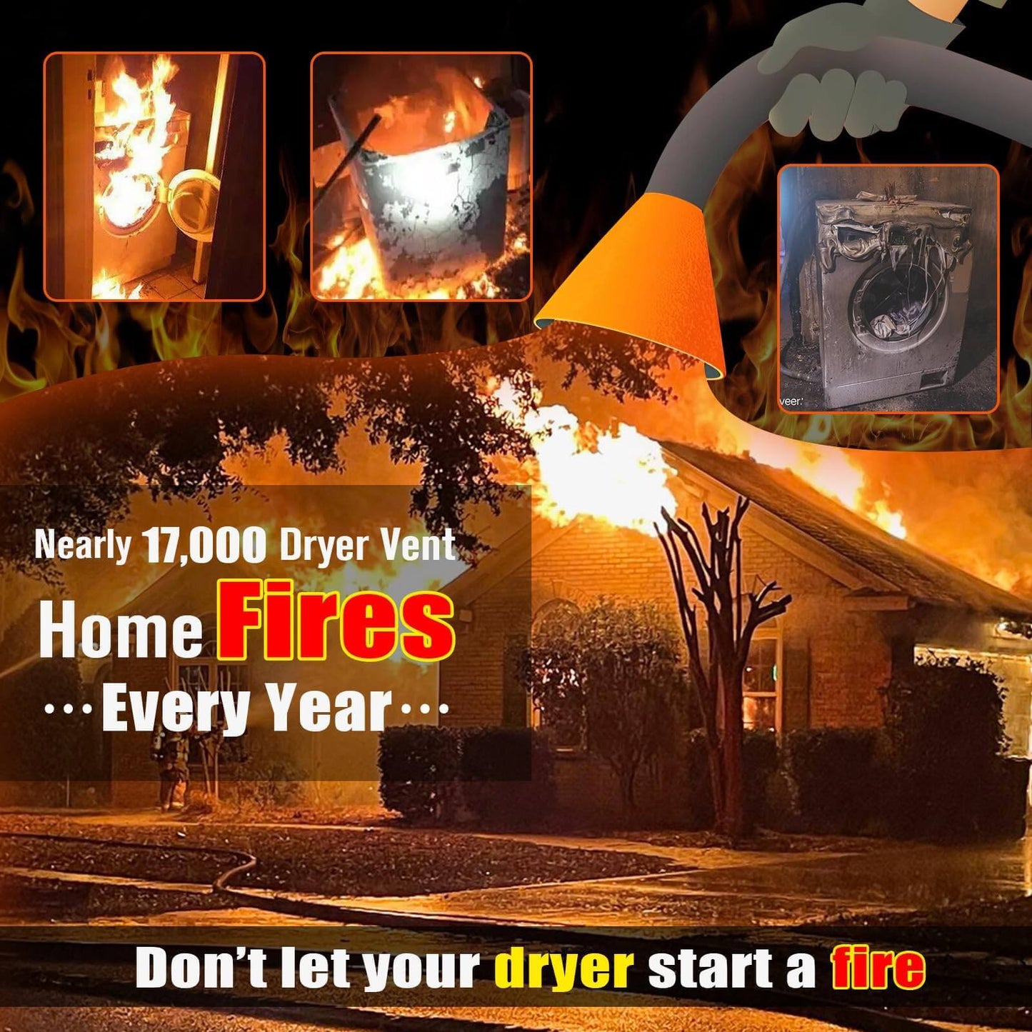 Universal Dryer Vent Vacuum Hose, One-Piece Design, Fits All Vacuums