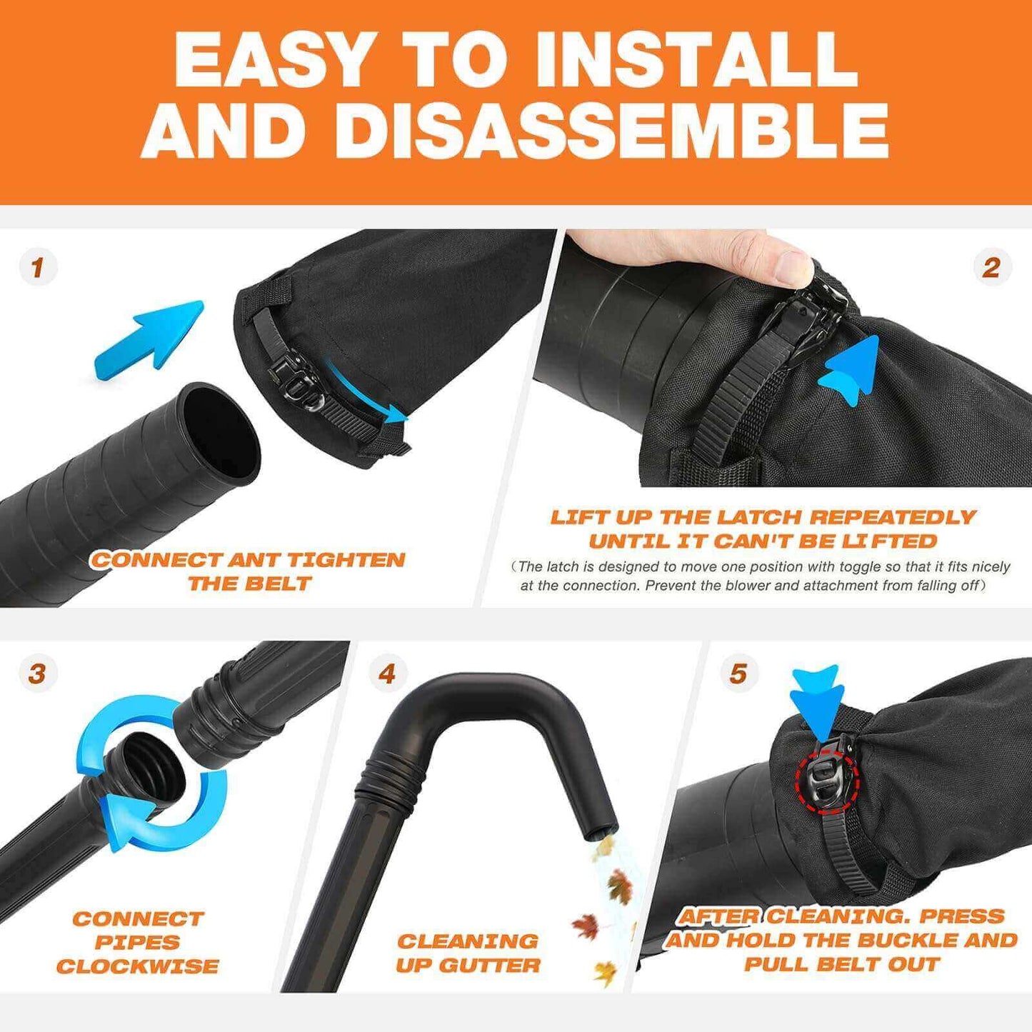 Universal Leaf Blower Gutter Cleaning Kit, Ground-Level Leaf Remover Attachment