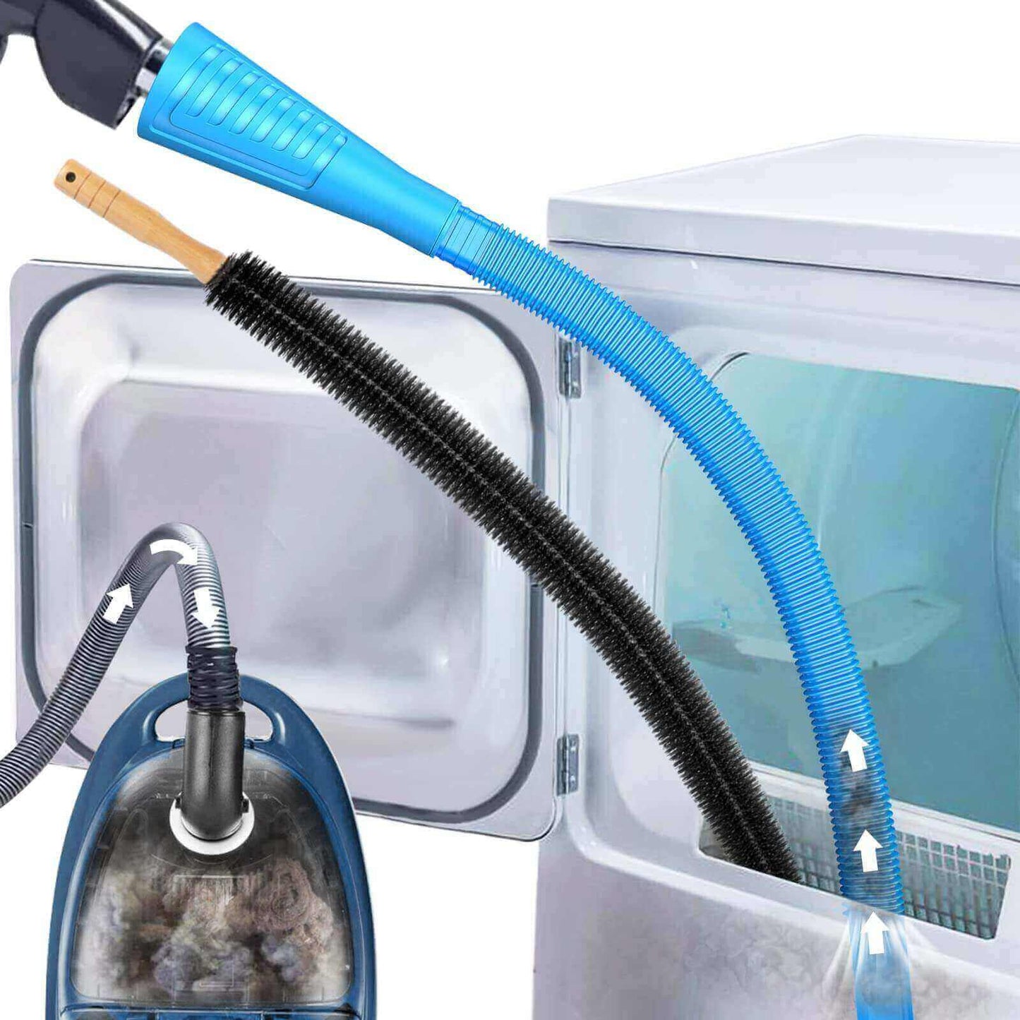 2-Piece Dryer Vent Cleaner Kit, Lint Brush + Detachable Hose & Adapter