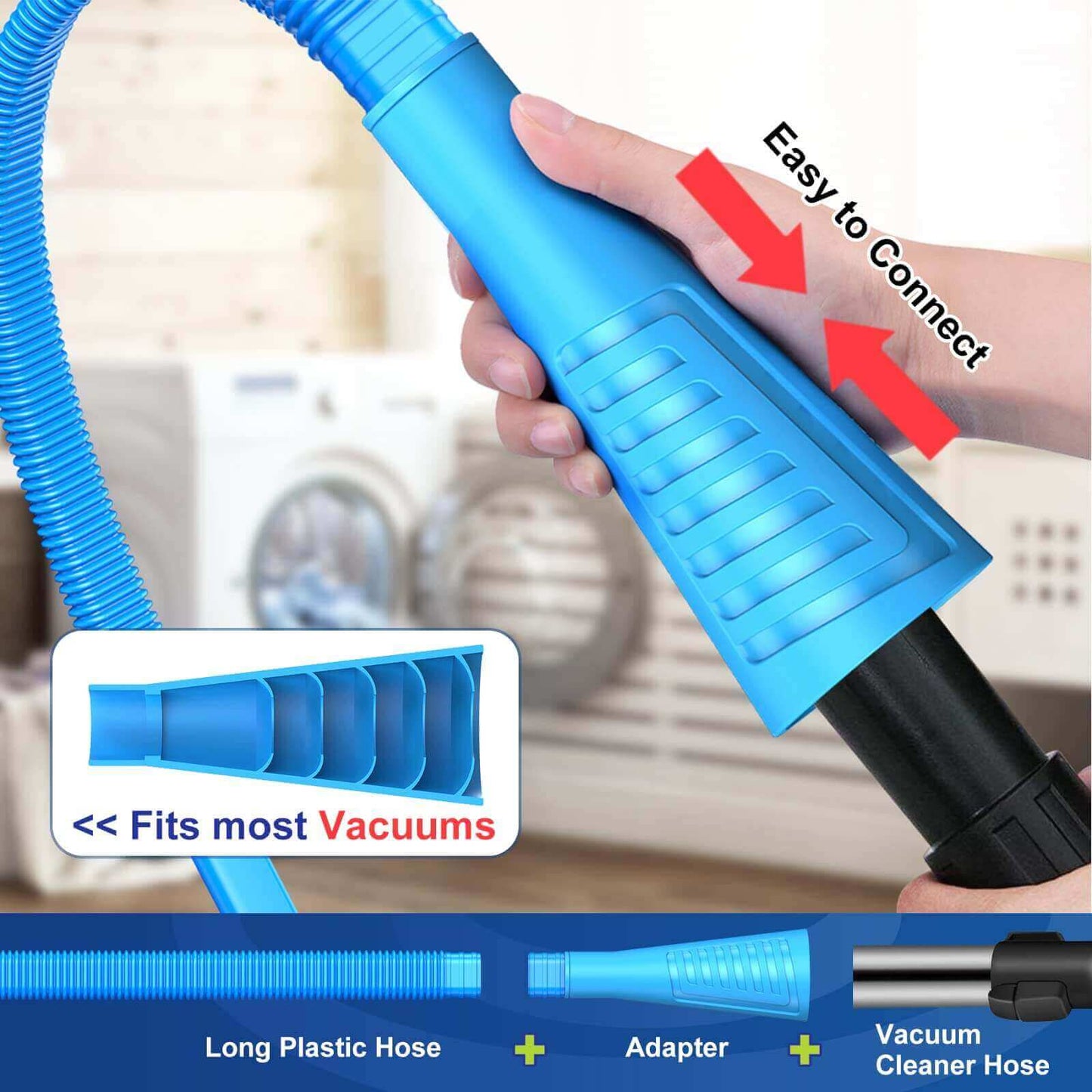 2-Piece Dryer Vent Cleaner Kit, Lint Brush + Detachable Hose & Adapter