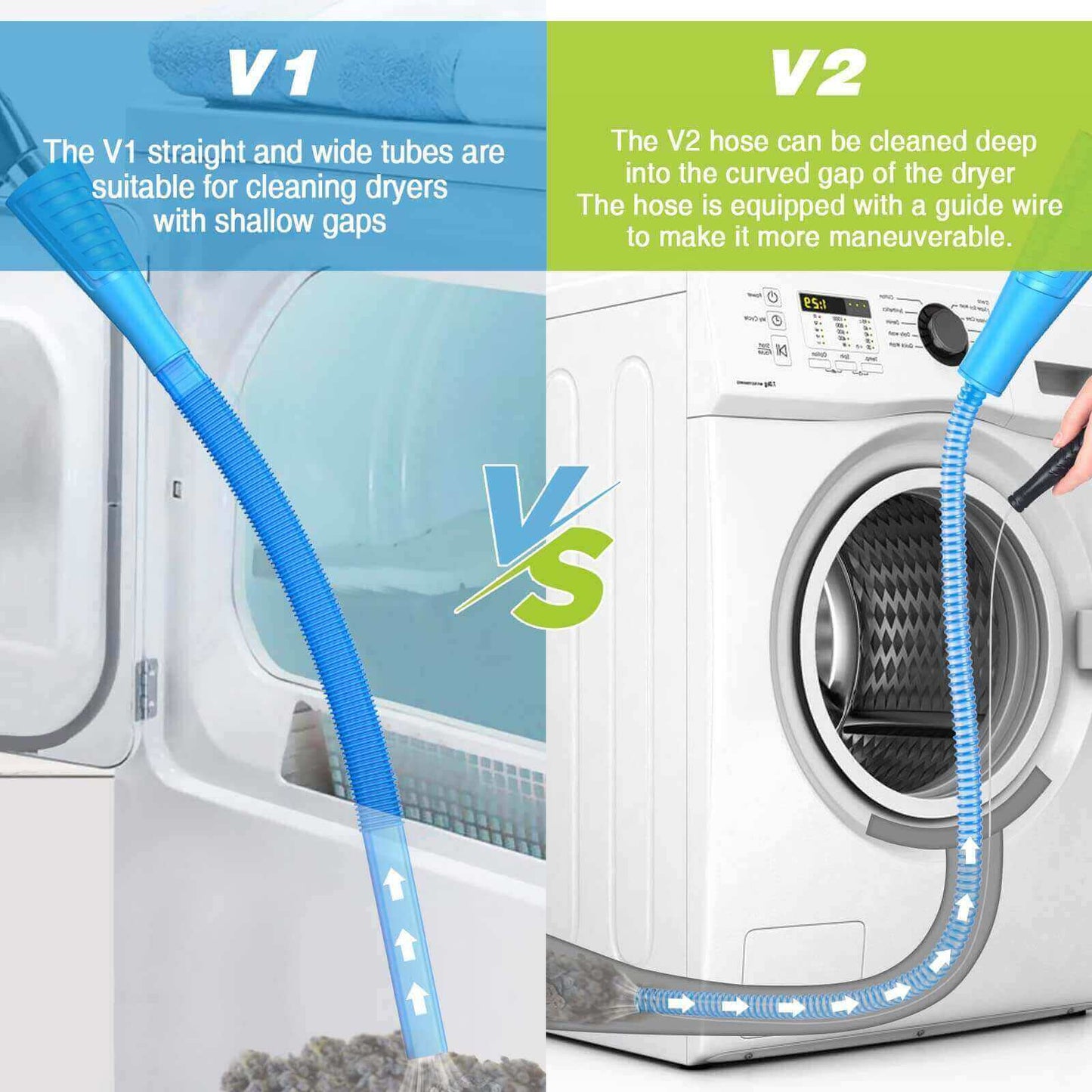 2-Piece Dryer Vent Cleaner Kit, Lint Brush + Detachable Hose & Adapter