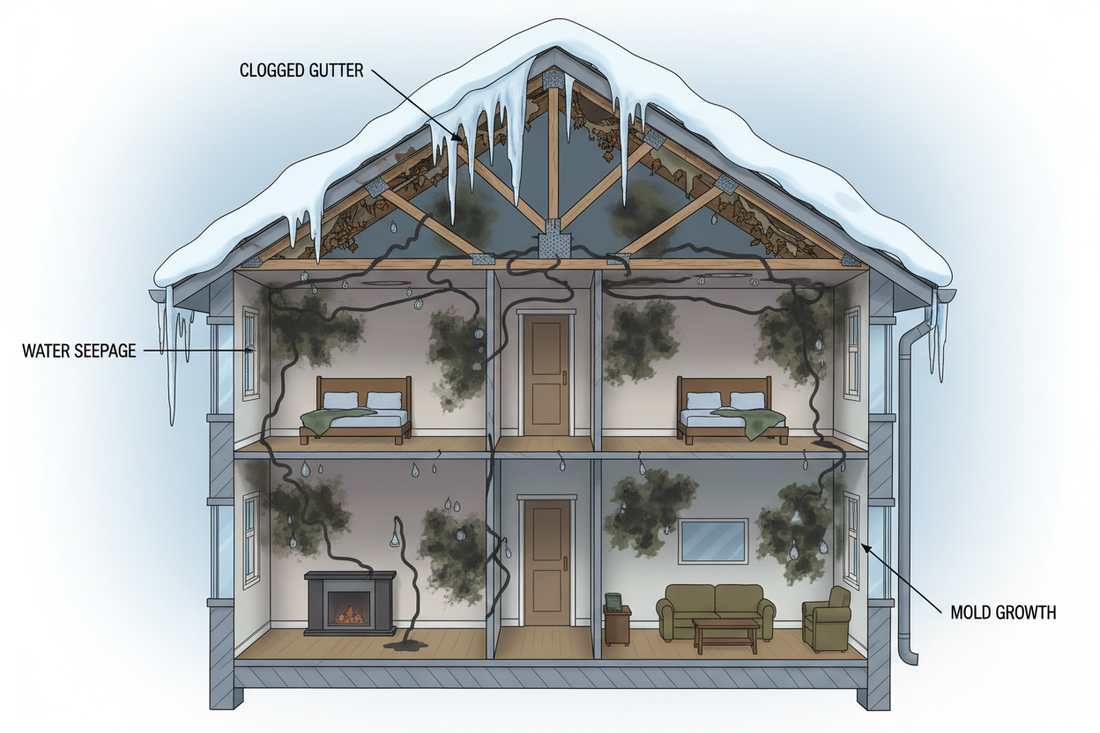 How Clogged Gutters Can Trigger Indoor Mold During Winter