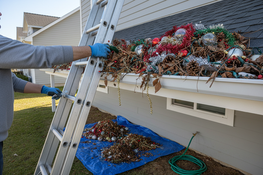 How to Clean Roof Gutters Full of Holiday Decorations