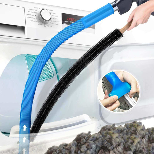 2-Piece Dryer Vent Cleaning Kit – Integrated Vacuum Hose & Lint Brush, Fits All Vacuums