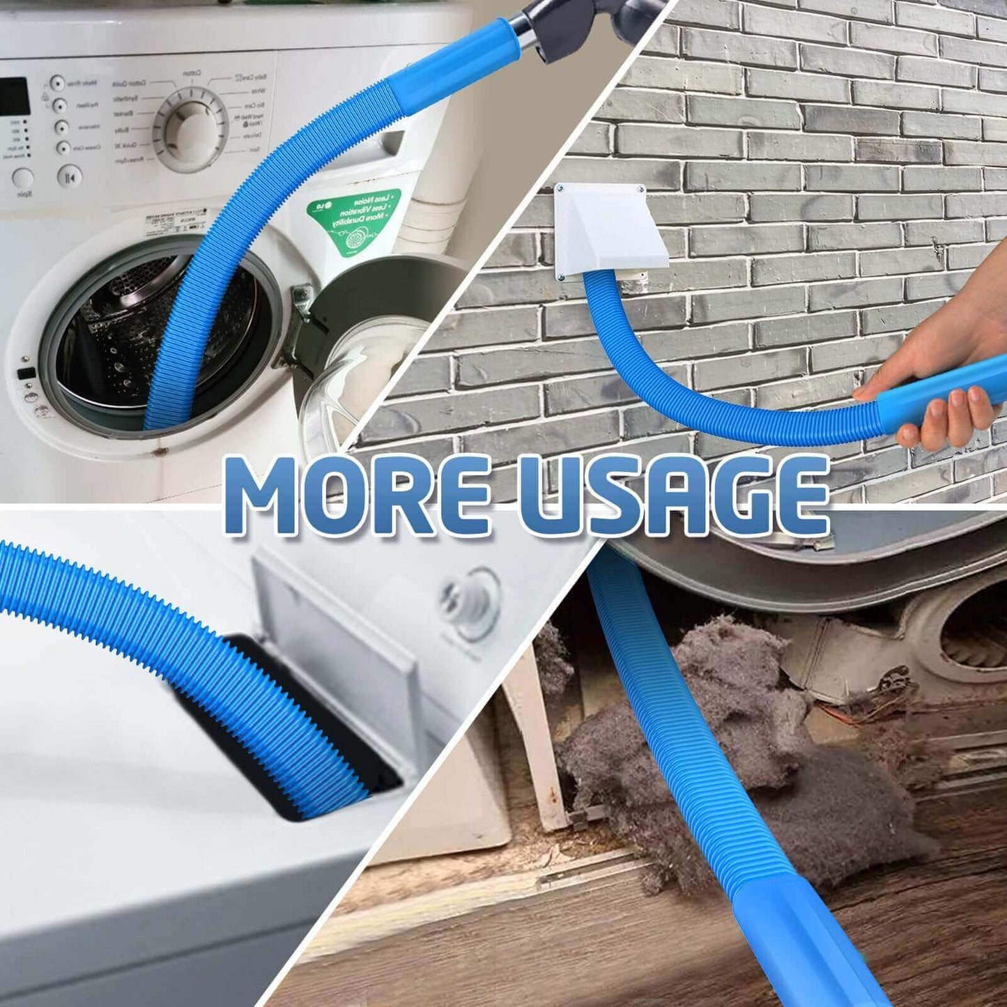 2-Piece Dryer Cleaning Kit, All-in-One Hose & Brush, Fits Any Vacuum Cleaner
