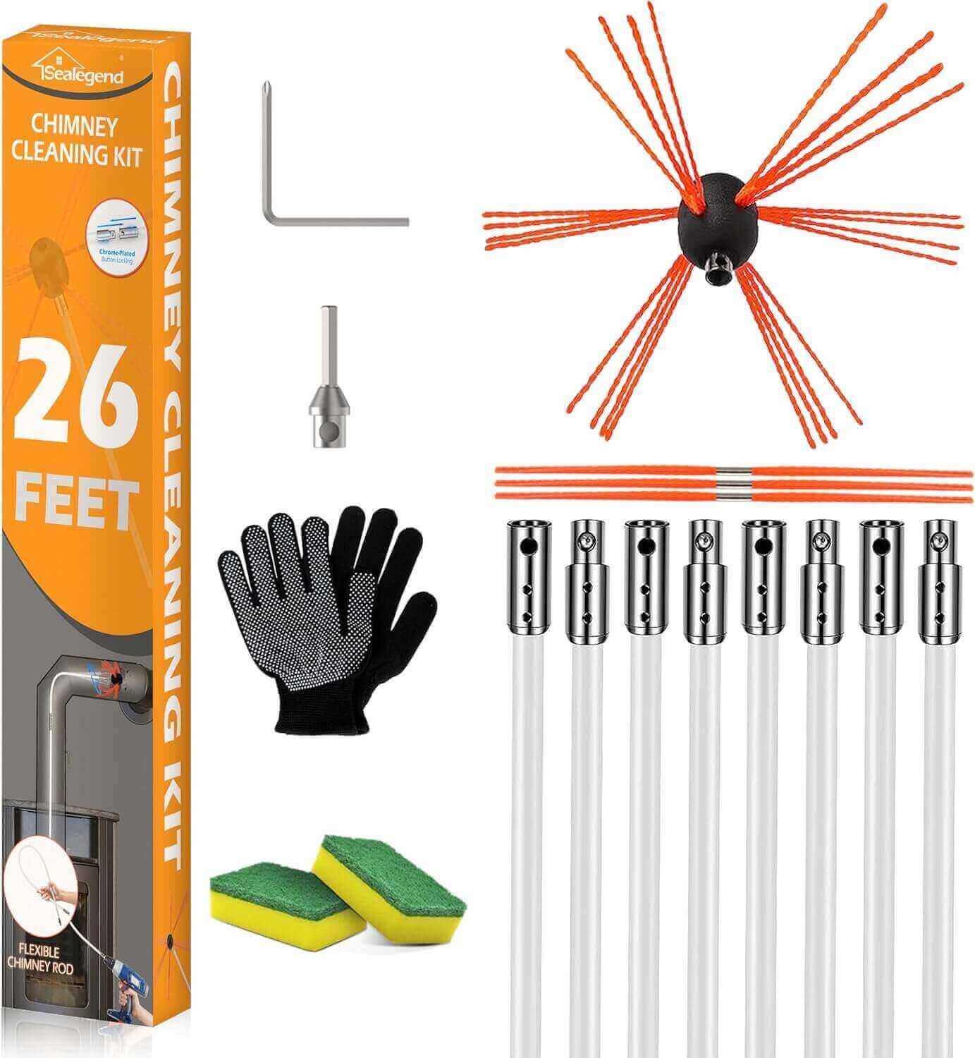 Chimney Sweep Brush Kit – Flexible Rotary Chimney Cleaning System with Nylon Rods