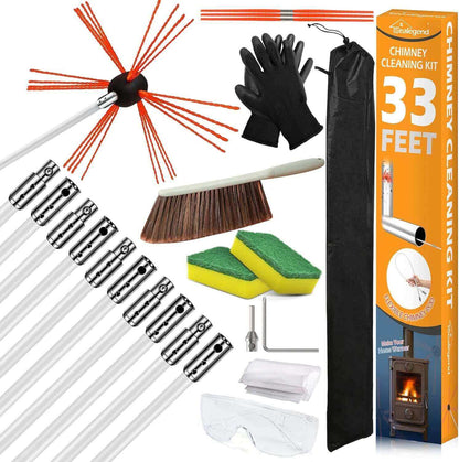 Chimney Sweep Brush Kit – Flexible Rotary Chimney Cleaning System with Nylon Rods