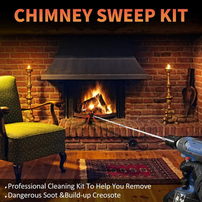 Chimney Sweep Brush Kit – Flexible Rotary Chimney Cleaning System with Nylon Rods