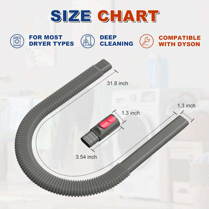 Dryer Vent Cleaner Attachment for Dyson V7–V15 Cordless, Flexible Lint Tool