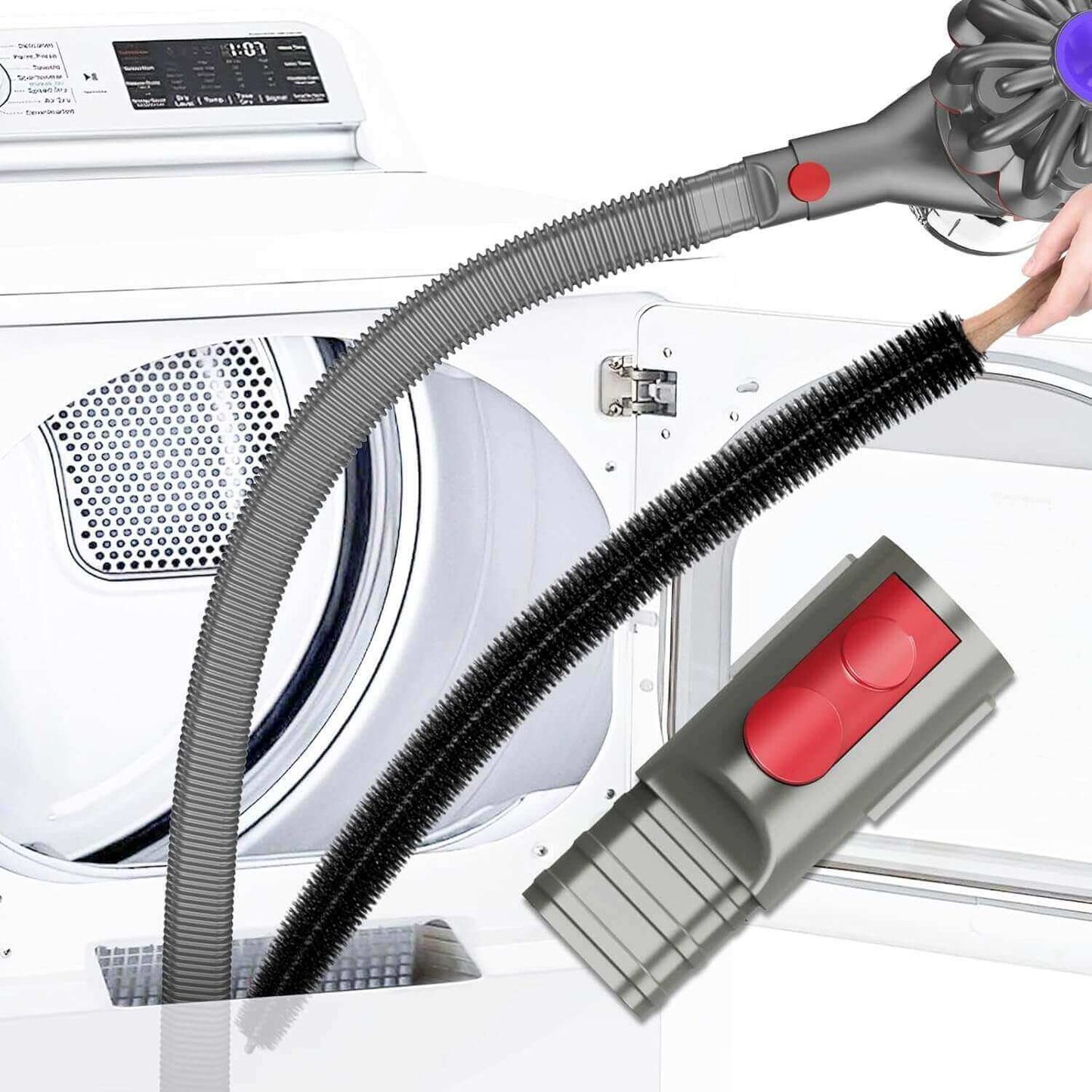 Dryer Vent Cleaner Attachment for Dyson V7–V15 Cordless, Flexible Lint Tool