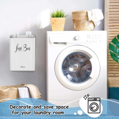 Magnetic Lint Bin with Dryer Lint Brush, Wall-Mounted, Space-Saving Laundry Trash Can