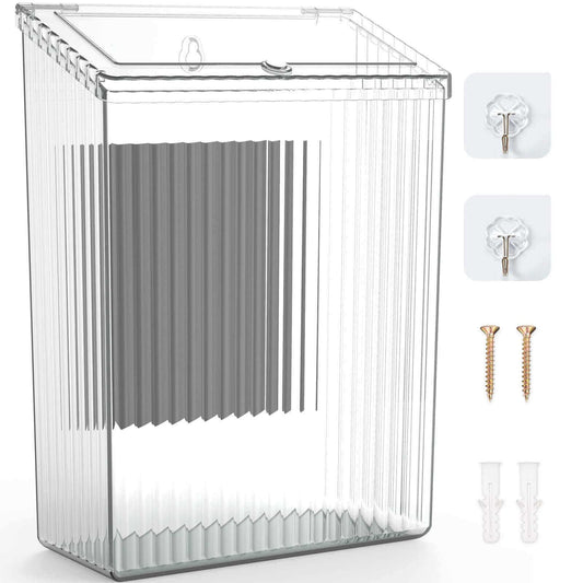 Magnetic Slim Trash Can with Lid, for Kitchen, Bathroom, Laundry Organization
