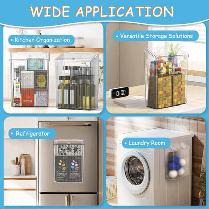 Magnetic Slim Trash Can with Lid, for Kitchen, Bathroom, Laundry Organization