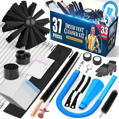 37-Piece Dryer Vent Cleaning Kit with Lint Vacuum Attachment & Universal Adapters