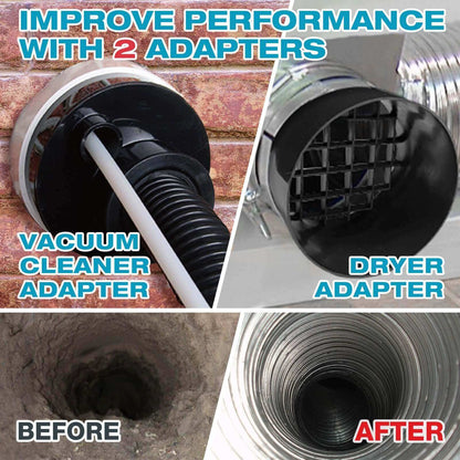 58-Piece Dryer Vent Cleaning Kit with Lint Vacuum Attachment & Universal Adapters