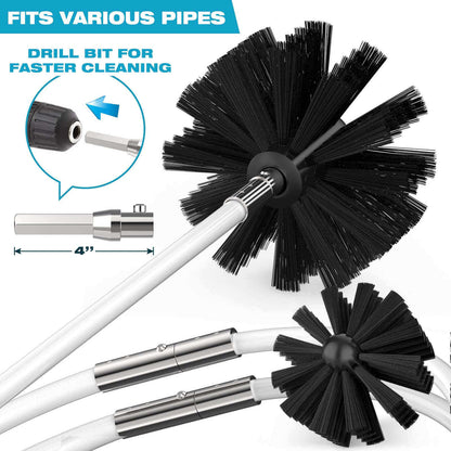 Dryer Vent Cleaning Kit with Lint Brush and Drill Adapter