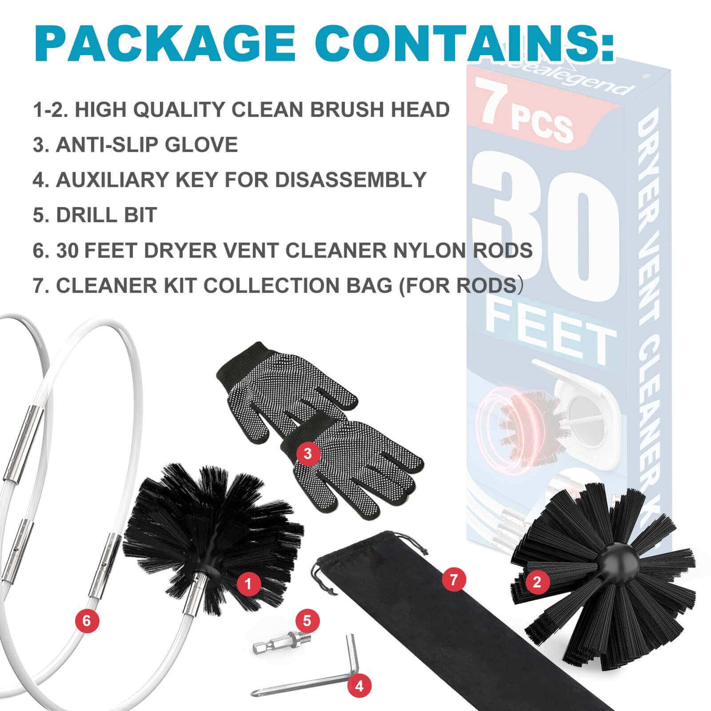Dryer Vent Cleaning Kit with Lint Brush and Drill Adapter