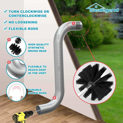 Dryer Vent Cleaning Kit with Lint Brush and Drill Adapter