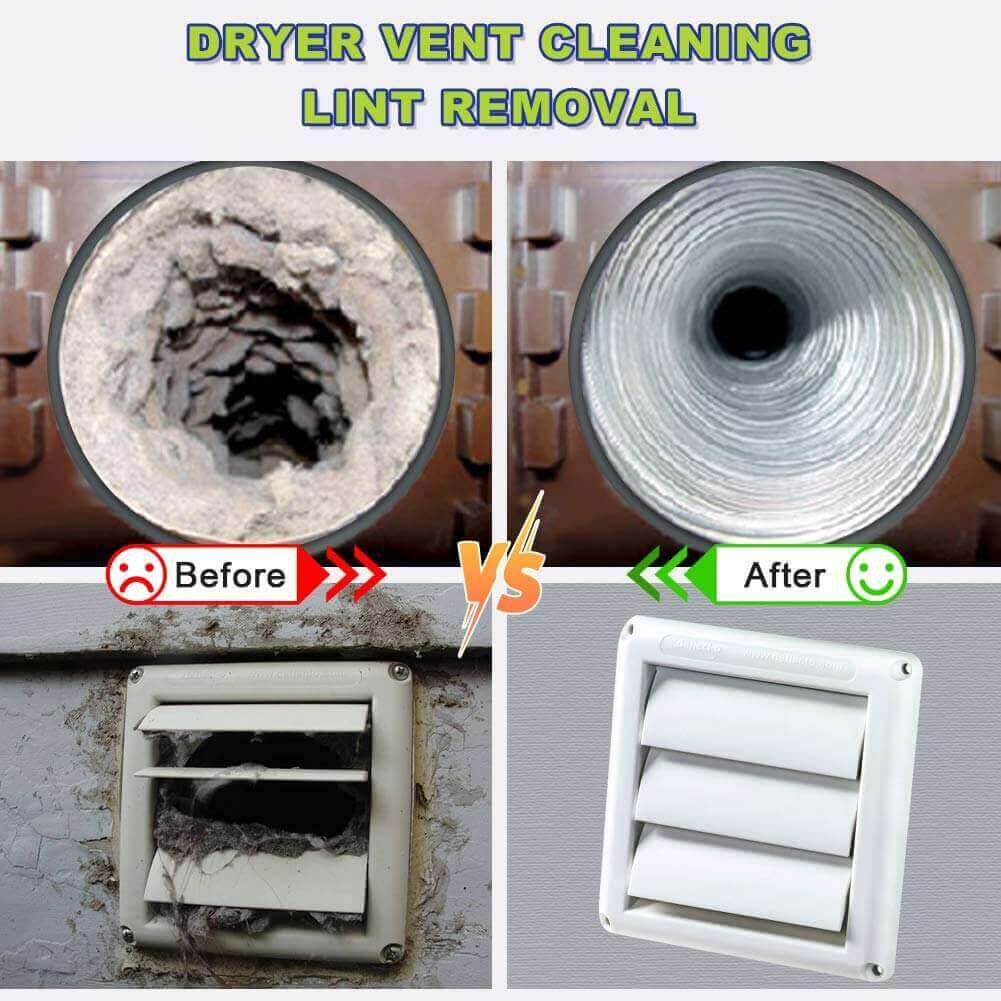 2-Piece Dryer Vent Cleaner Kit, Lint Brush + Detachable Hose & Adapter ...